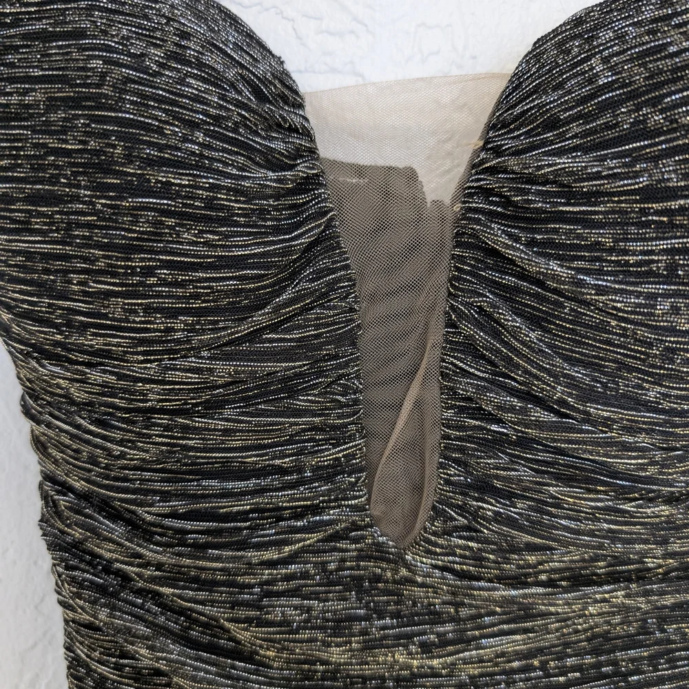 NWT JLUXLABEL Strapless Black and Gold Dress - Picture 4 of 7